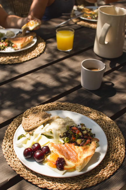 Fresh Mediterranean vegetarian cuisine at the retreat